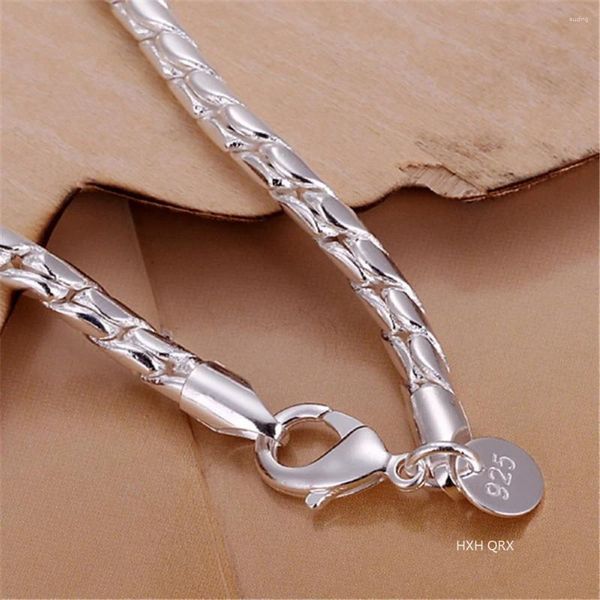 Bağlantı Bilezikler Moda Markası 925 Sterling Gümüş Bilezik Klasik Takı Kişilik 4mm Twisted Halat Erkekler Zinciri 8 inç Noel Hediyesi