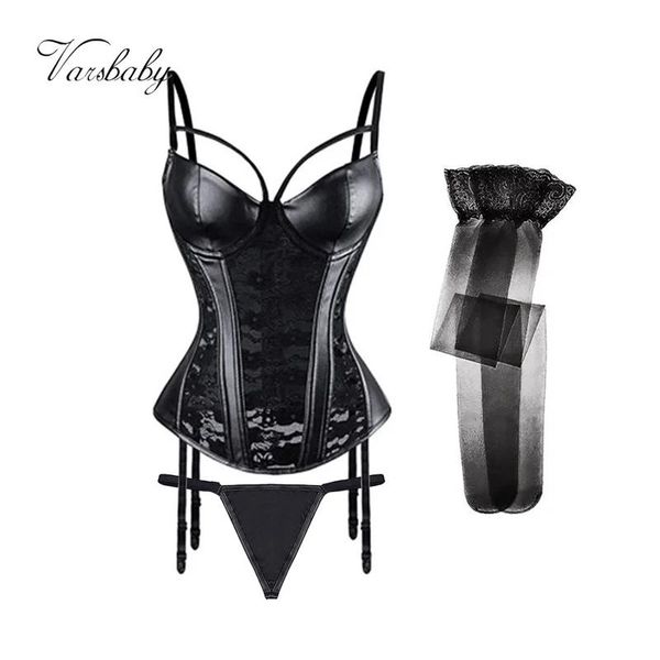 Calcinha varsbaby pu renda sexy espartilho liga cinto bodysculpting roupa interior conjunto de meias