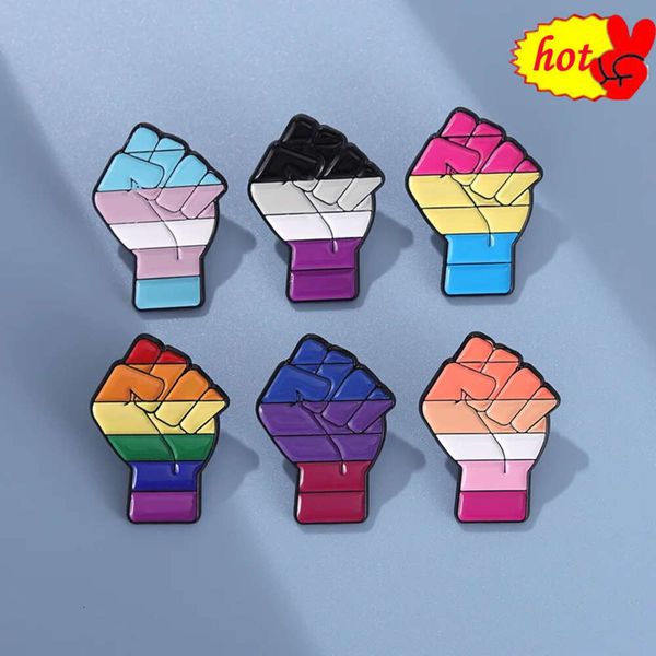 Heiße Anstecknadeln Regenbogen Bunte Faust Unisex Pins Broschen Abzeichen Harte Emaille Pins Rucksack Tasche Hut Lederjacken Modeaccessoire Super