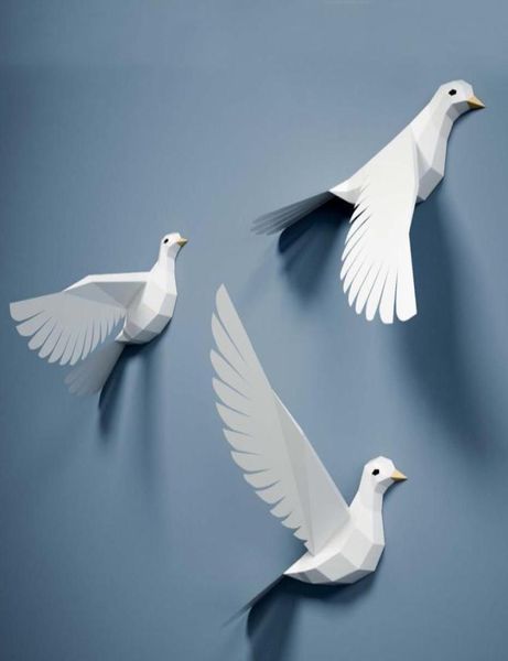 Paz pombo criativo decoração de parede pássaro geométrico pendurado branco puro janela nórdica decoração para casa molde papel diy original8795522