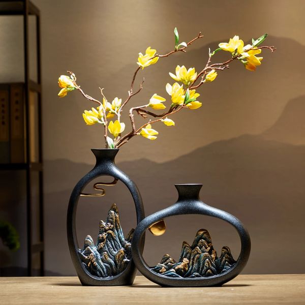 Kreativität, japanischer Stil, Feng Shui, Reichtumsvase, Büro, Wohnzimmer, Desktop-Dekoration, Vasen für Heimdekoration, Zubehör, Kunst, Geschenk, 240110