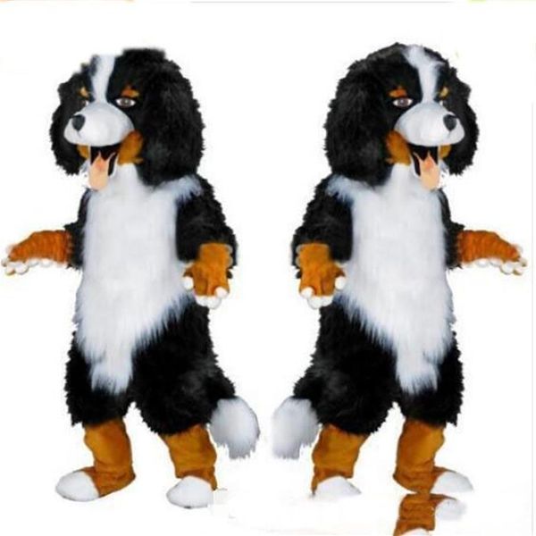 2018 design personalizado branco preto ovelha cão mascote traje personagem dos desenhos animados vestido extravagante para fornecimento de festa adulto size227a