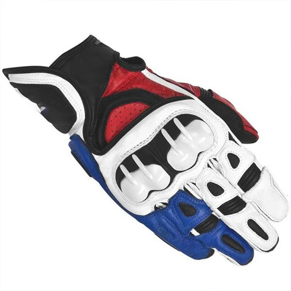 Açık tam parmak sıcak bisiklet kayak kar motosiklet deri eldiven motokros bisiklet binicilik eldivenleri beyaz kırmızı mavi eldivenler 240111