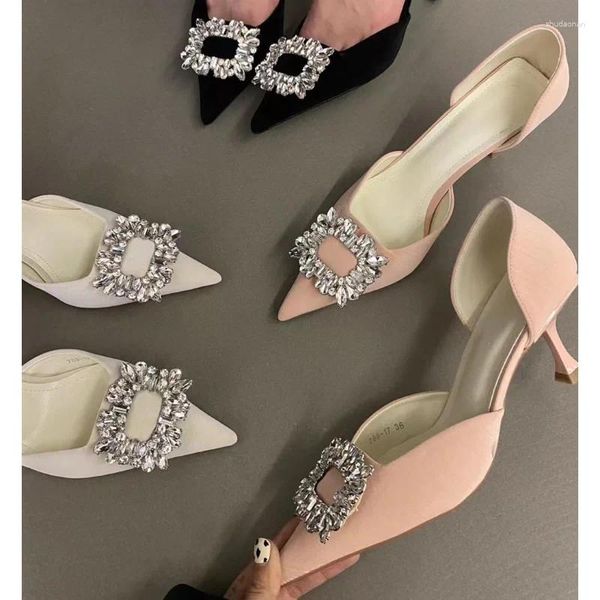 Модельные туфли, лето 2024, женские туфли на каблуке, розовые, свадебные, с блестками, классические туфли на высоком каблуке для документального кино