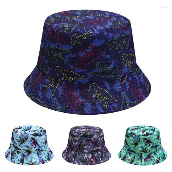Береты, весенне-летняя двусторонняя рыбацкая шляпа, мужская кепка с рисунком динозавра, уличная панама, кепка в стиле хип-хоп, панама