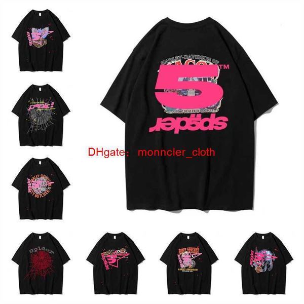 Camiseta Sp5der Mens Womens Designers Camisas Tops Homem S Casual Luxurys Roupas Spider Shorts Manga Roupas Verão Camisetas QWSC