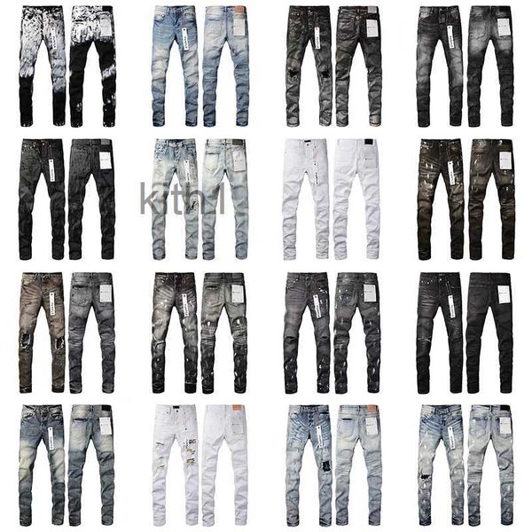 Mens Designer Viola Jeans Biker Slim Fit Motociclisti Denim per il risciacquo Make Old Hip Hop Womens Street Fashion Mans Pantaloni neri 6P8Z