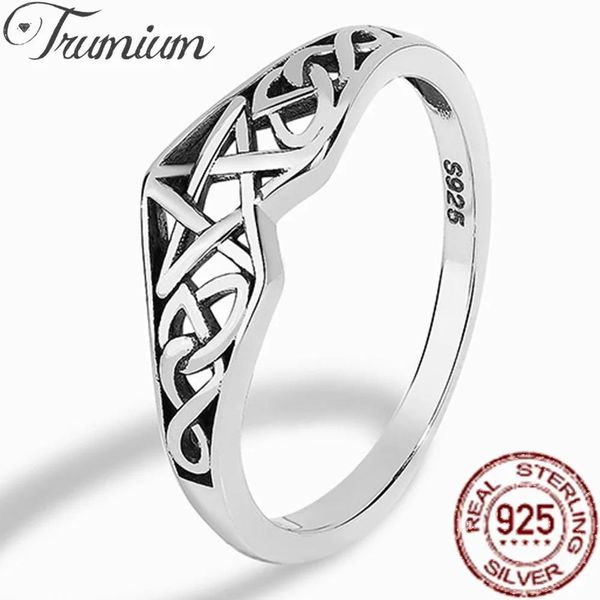 Кольца Trumium Стерлингового Серебра S925 Пентаграмма Звезда Женское Кольцо Кельтский Филигранный Дизайн Простые Обручальные Кольца Ювелирные Изделия Партии