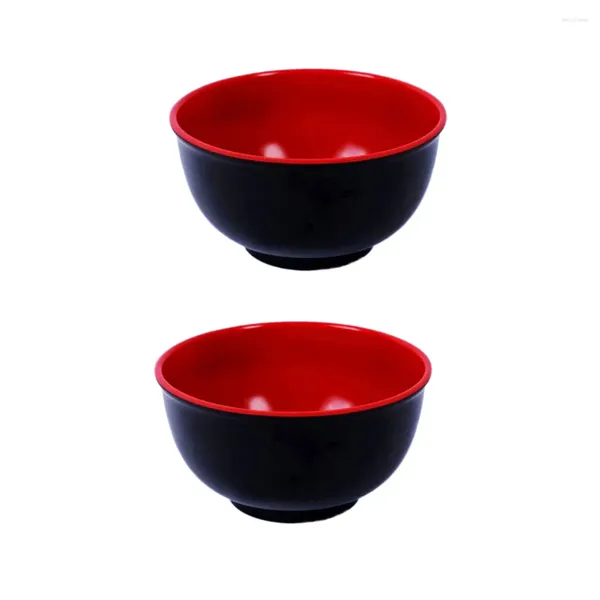 Conjuntos de louça 2 pcs melamina preto e vermelho tigela imitação porcelana arroz sopa tigelas utensílios de mesa para restaurante casa (45 polegadas)