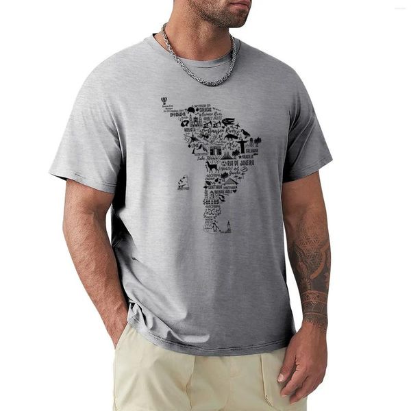 Cartaz de tipografia de regatas masculinas. Mapa da América do Sul. Camiseta masculina camiseta plus size camisas pesadas para homens