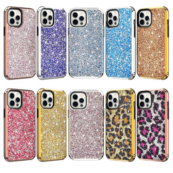 Capa de telefone Casos de strass Luxo moda diamante galvanizado para iphone 13 13pro 13promax samsung S22 S22PLUS S22ULTRA e Motorola com oppbag