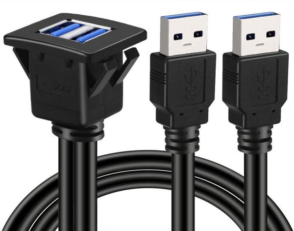 Cavo di prolunga per montaggio a incasso quadrato USB 30 a doppia porta con fibbia per cruscotto per auto, camion, barca, moto 3ft7559202