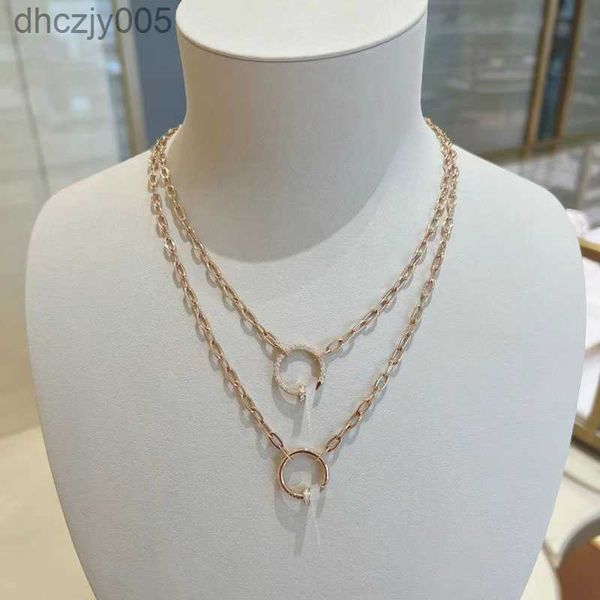 Luxus Nagel Halskette Damen Diamant Kristall Anhänger Paar Charm Hochwertiges 18k Gold Designer Weihnachtsgeschenk VU3N