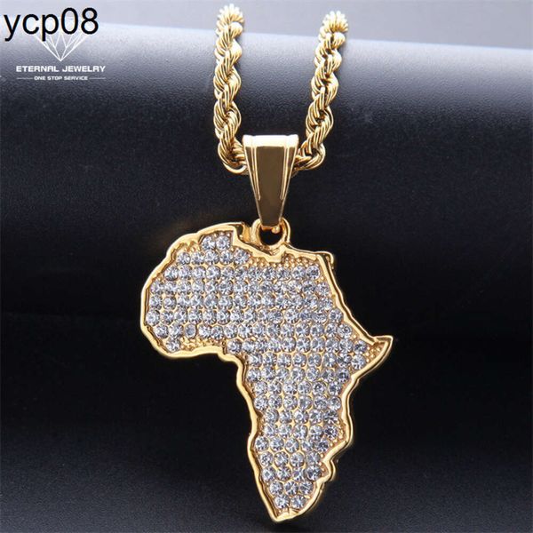 Designer Custom Hip Hop Afrika Karte Iced Out S925 Silber 10k 14k 18k Gold Reines Gelb Weiß Moissanit Diamant Anhänger Halskette Schmuck