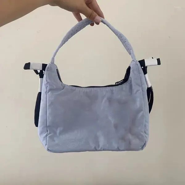 Borse da sera Borse casual coreane in nylon con fiocco Design con cerniera Borsa a spalla tinta unita sotto le ascelle Borsa hobo chic per le donne