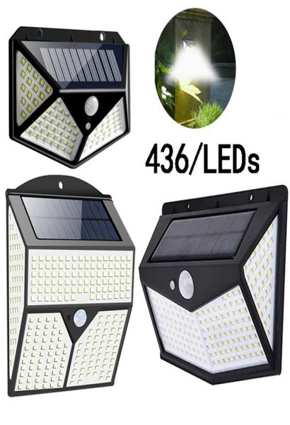 436 LED güneş lambası PIR hareket sensörü duvar ışığı açık su geçirmez avlu güvenlik lambaları bahçe dekorasyonu için kurşun ışıklar2869431