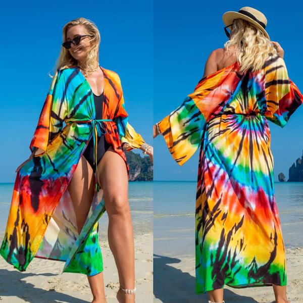 Cobertura de praia vestido de malha túnica biquíni cobrir roupa de banho feminina sexo pijama robe plage praia cardigan verão cobrir ups vestido