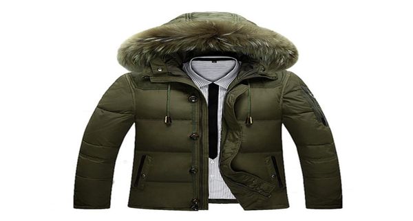 2019 Giacca invernale Cappotto maschile Caldo piumino d'anatra con cerniera giacca da sci Outwear Medio lungo Parka con pelliccia con cappuccio Spessa 4 colori Giacche6936905