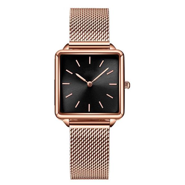 Moda quadrada feminina relógios 2020 feminino rosa ouro relógios malha pulseira de quartzo relógios pulso sem marca wach 258w