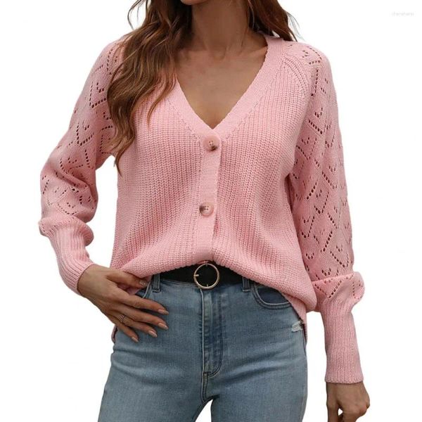 Maglioni da donna Maglione autunnale Cardigan lavorato a maglia Giacca con bottoni Scollo a V Manica lunga Vestibilità ampia Cappotto caldo Capispalla