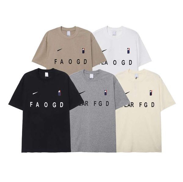 T-shirt da uomo Polo New Summer FOG T-shirt a doppio binario T-shirt di nicchia americana T-shirt a maniche corte in puro cotone per coppia sciolta per uomo e donna YT412ess