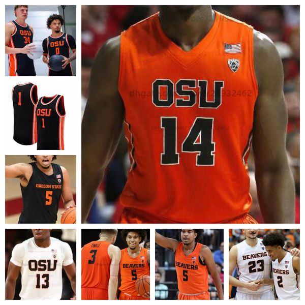 Personalizado Basquete Jersey NCAA OSU Oregon State Beavers KC Ibekwe Felipe Palazzo Gavin Marrs Costurado Jersey Qualquer Nome Número Homens Mulheres Juventude Jerseys Bordados