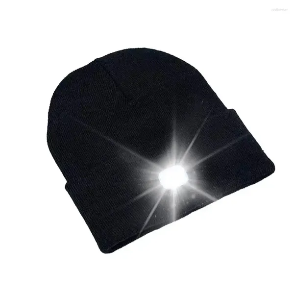 Berets à prova de vento chapéu de inverno feminino usb recarregável led gorro de malha com luz elástica sem borda para o outono