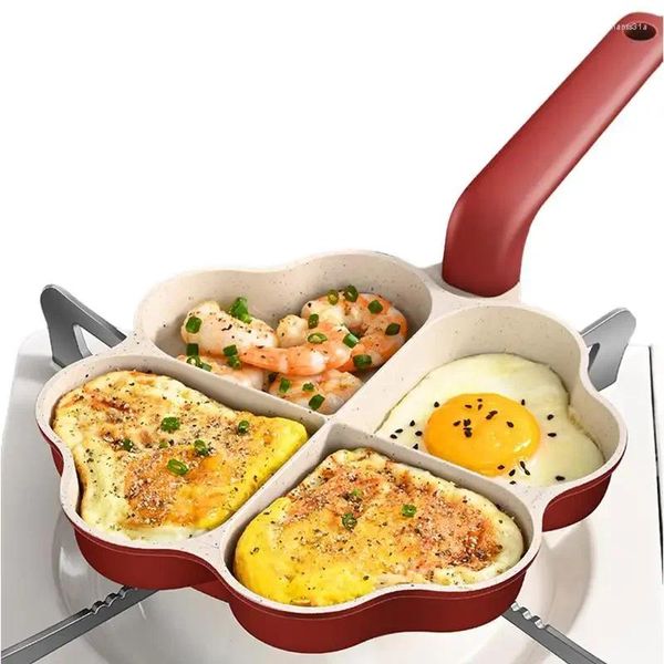 Pentole 4 Tazze Pancake Pan In Lega Di Alluminio Antiaderente Cuocitore Per Uova Per La Colazione Crepe A Forma Di Cuore E Uova Per Hamburger