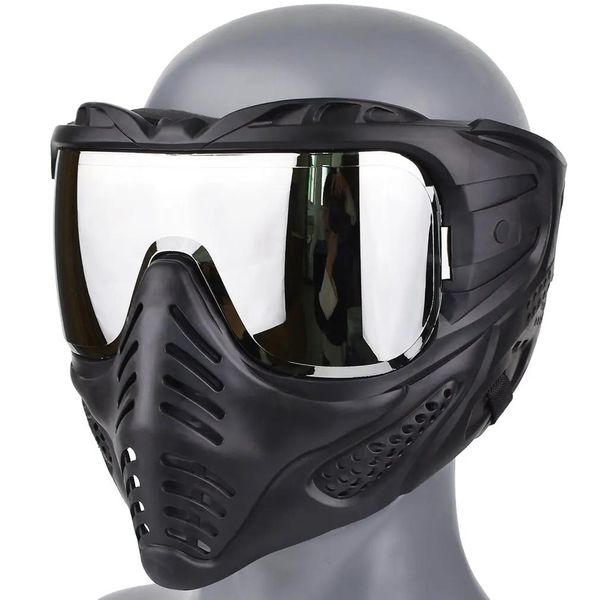 Goggles taktik tam yüz maskesi ile mikro fan antifog avcılık askeri savaş maskeleri Airsoft paintball maskesi gözlük seti