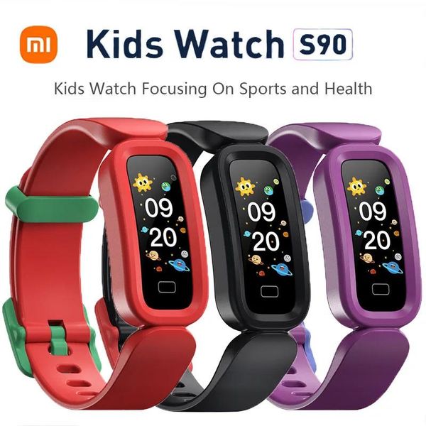 Cihazlar 2022 Xiaomi Çocuklar Akıllı Swatch S90 Fitness Bilezik Su Geçirmez Çalar Saat Uyku Monitörü Spor Bilek Bantları Çocuklar Erkekler