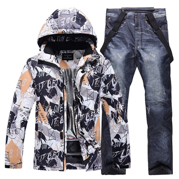 Tuta da sci colorata calda da uomo Abbigliamento da snowboard Giacche invernali Pantaloni da uomo Abbigliamento impermeabile Costumi da neve Fashion-30 240111