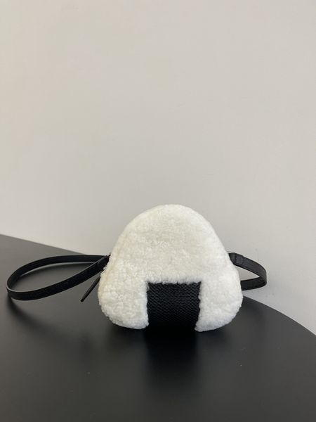 Pelle di serpente con pelo di agnello Borsa messenger a forma di rotolo di riso e verdure, davvero carina