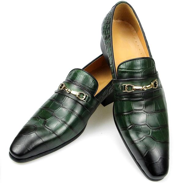 Başarılı Erkek Somunlar İş Elbise Ayakkabı Düğün Ziyafet Takım İtalya Tasarımcı Deri Ayakkabıları Gerçek Deri Sinkeli Toe 240110