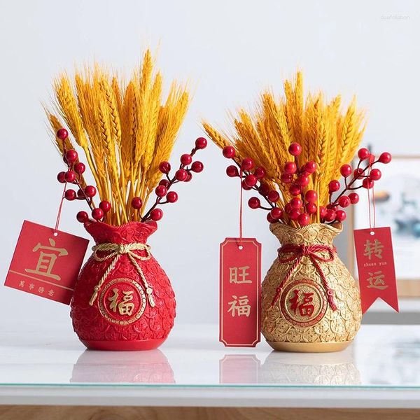 Vazolar 2024 Çin yılı vazo süslemeleri r ev dekoru ev taşınmasında düğün bahar festivali servet meyve kolye