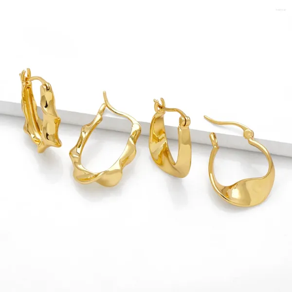 Çember küpeler moda kadınlar için küçük altın kaplama cilalı bükülme çemberleri basit mücevherler ersv86