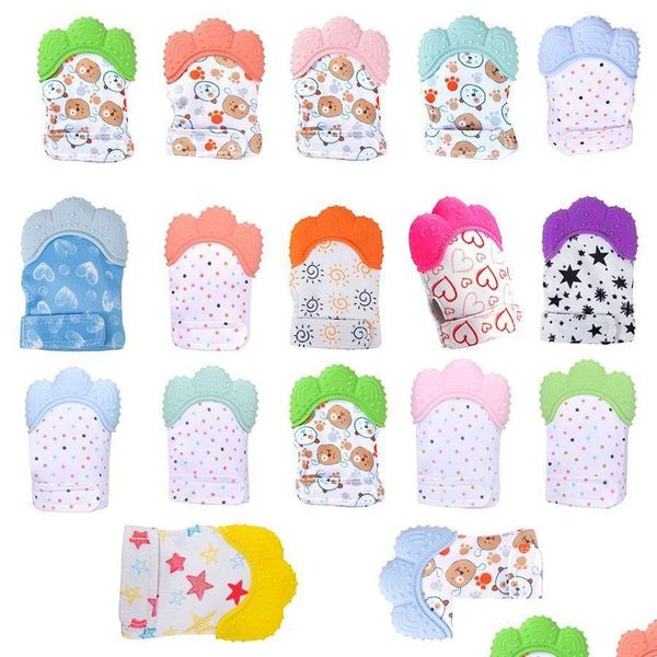 Chupetas Mordedores Bebê Brinquedo Luva Teether Food Grade Segurança Sile Material BPA Crianças Colorf Molar Bar Cola Mordendo Brinquedos Drop Del Dhkyx