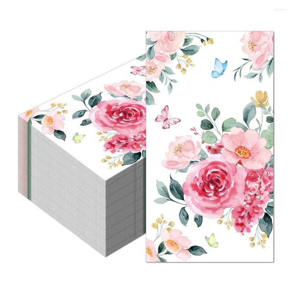 Tischserviette, 100 Stück, rosa Rose, Hochzeit, Papierservietten, 2-lagig, Blumen-Abendessen, Gast, Einweg-Handtücher für Cocktailparty