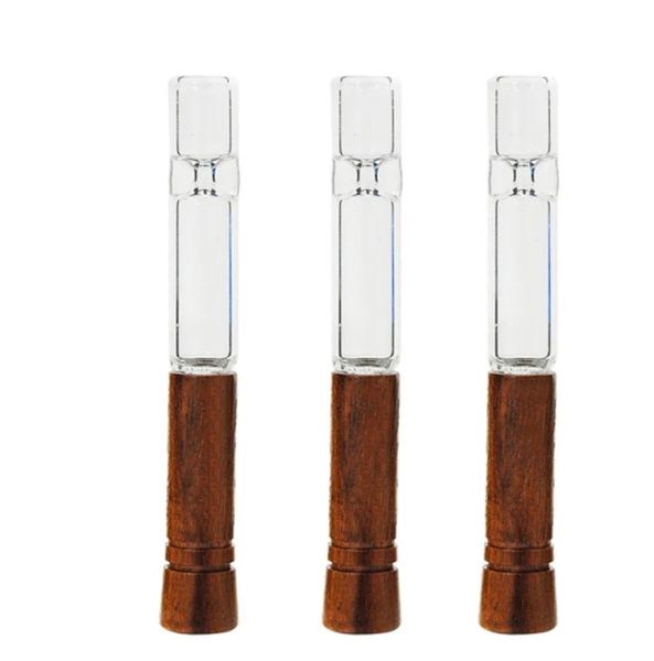Qbsomk HORNET Holzglas-Pfeife mit Filter, 98 mm, abnehmbar, One Hitter, trockenes Kraut, Tabak, Rauchpfeife, Rauchzubehör
