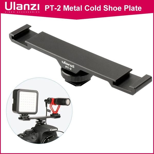 Accessoires Ulanzi Pt2 Metalen Koudschoenplaat Universele 2 Hot Shoe Mount Verlengbeugel Dubbele beugel met 1/4