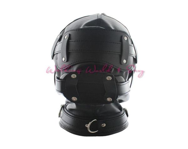 Morbido cuoio dell'unità di elaborazione maschera Bondage cappuccio con dildo regolabile gag benda fetish cosplay maschera schiava gioco per adulti giocattoli del sesso per coppie S94758899