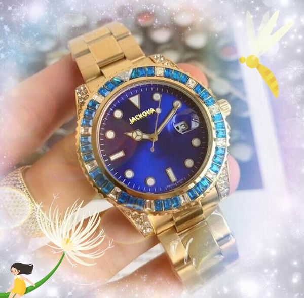 Marca superior colorido diamantes anel grande dial relógios masculinos movimento de quartzo alta qualidade cronógrafo relógio masculino moda relógio de pulso acessórios presentes
