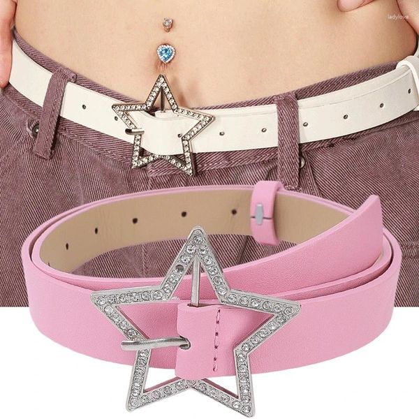 Cintos em forma de estrela fivela de cristal cinto para mulheres moda y2k cintura cinta picante menina jeans vestido decorativo cintura acessórios
