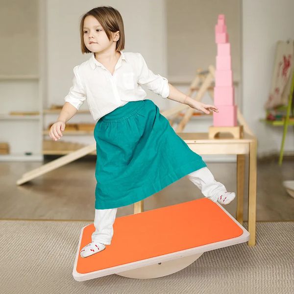 Placa de equilíbrio das crianças yoga prática dobra torção cintura placa educacional brinquedo de madeira fitness exercício equipamento de treino 240111