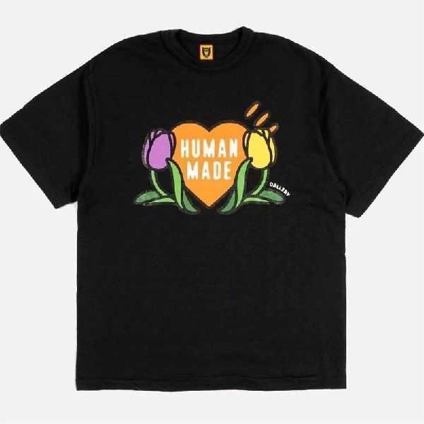 Herren-T-Shirts, Sommer, trendige Marke, Human Made Love Tulip, kurzärmeliges T-Shirt für Männer und Frauen, Paar-Stil, Trend, lockere Passform