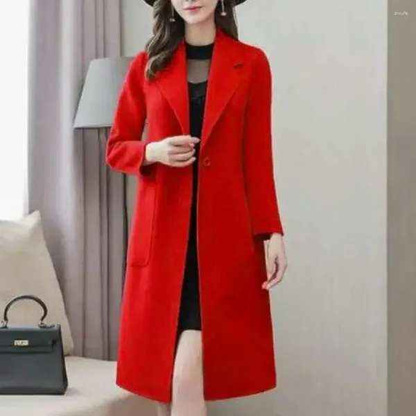 Casacos femininos quentes mulheres outerwear inverno solto casaco estilo coreano com colarinho de volta para baixo comprimento médio à prova de vento para frio