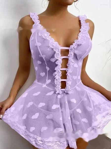 Vestidos casuais estilo verão bonito sexy suspender vestido respirável gaze erótico oco out elegante paixão madura romântico amor padrão 76pf