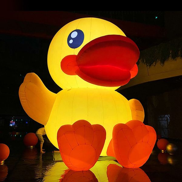 Atacado bonito 6mh 20 pés de altura modelo de pato de borracha inflável gigante/4m de altura infláveis patos amarelos para brinquedos de decoração