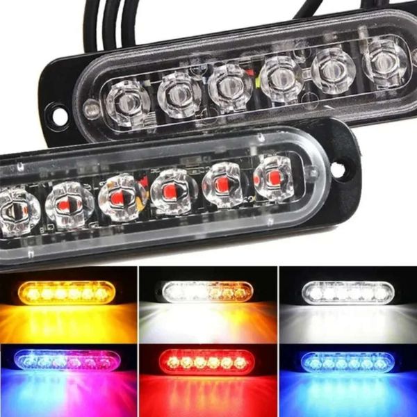 Nuove luci di avvertimento lampeggianti a 6 LED 18 modalità stroboscopiche per auto moto camion lampada stroboscopica laterale sicurezza di guida luce intensa 12-24V