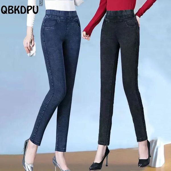 Kot pantolon vintage streç skinny jeans kadınlar büyük boyut 34 yüksek bel ince kalem pantolon ayak bileği uzunluğu bahar yaz denim tozluk kapris