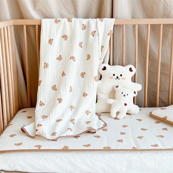 INS Koreanische Sommer Weiche Doppel Schicht geboren Säuglings Bad Handtuch Baumwolle Kinderwagen Decke Baby Swaddle Wrap Baby Quilt 240111